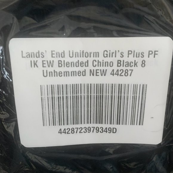 NWT LANDS' END UNIFORM GIRL'S IRON KNEE ELASTIC WAIST BLENDED CHINO PANTS 8 PLUS - Picture 7 of 8